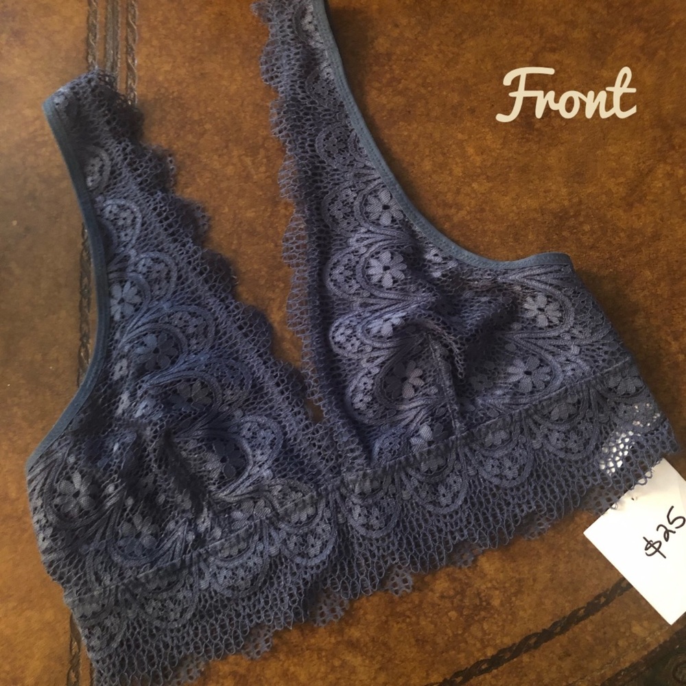 TAMSC Stretch Lace Bralette Teal Blue L NWT